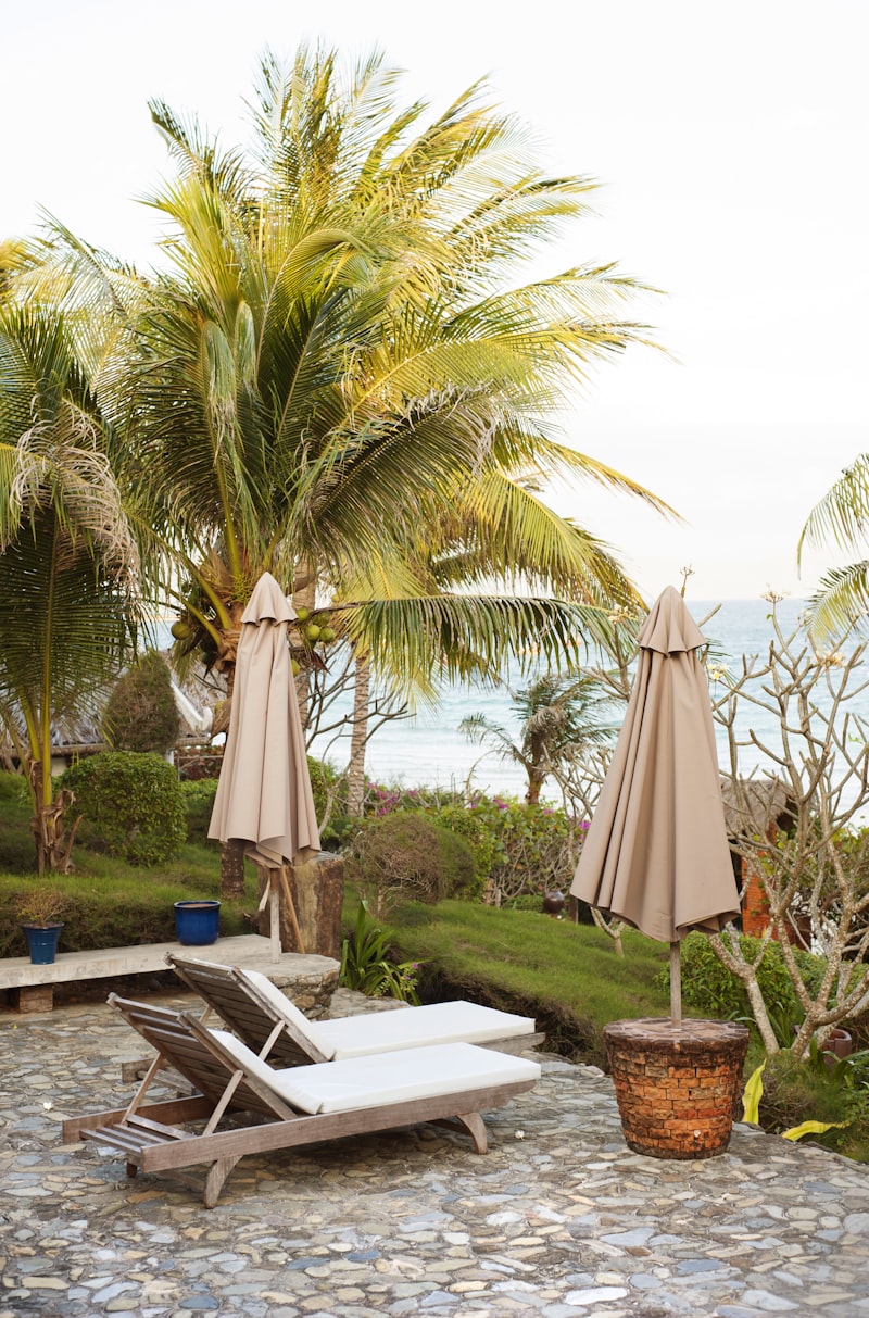 Tropical waterfront garden
